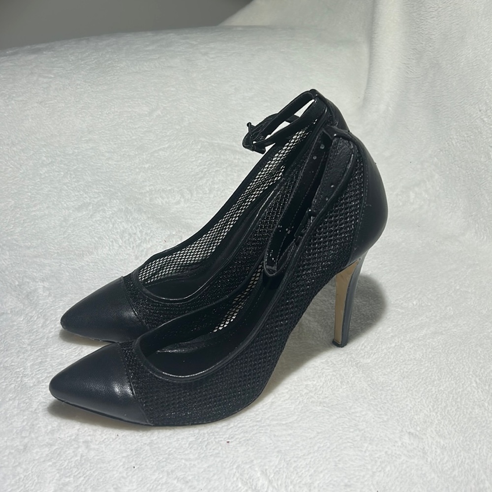 Black sheer heels